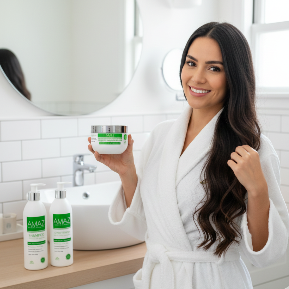 Kit Shampoo, Acondicionador y Mascarilla AMAZ Sin Sal - Hidratación Profunda- Post Alisado 380gr. - 2