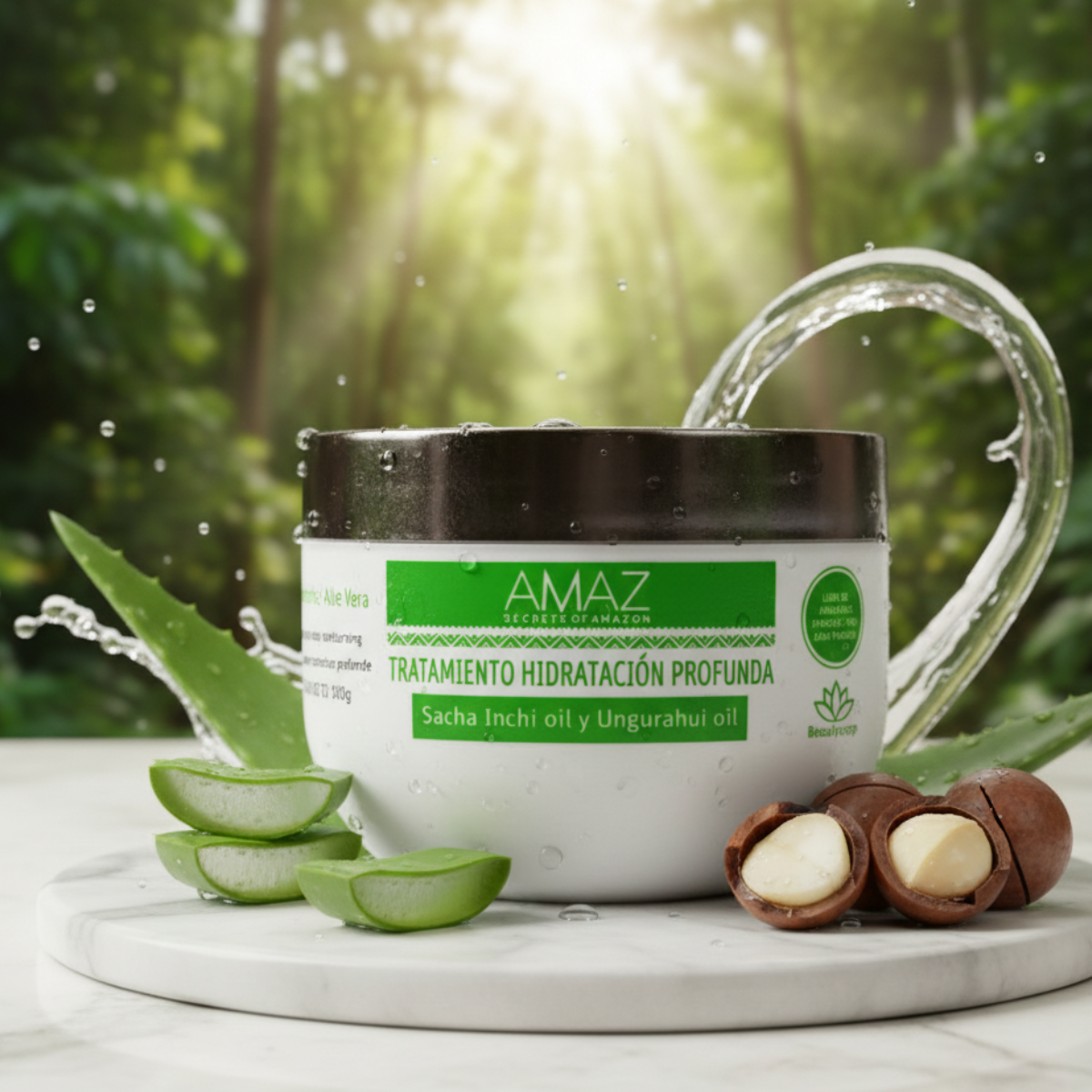 Kit Shampoo, Acondicionador y Mascarilla AMAZ Sin Sal - Hidratación Profunda- Post Alisado 380gr. - 3