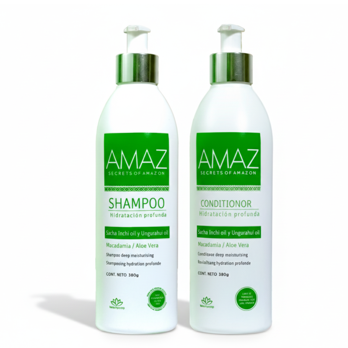 Kit Shampoo, Acondicionador y Mascarilla AMAZ Sin Sal - Hidratación Profunda- Post Alisado 380gr. - 5