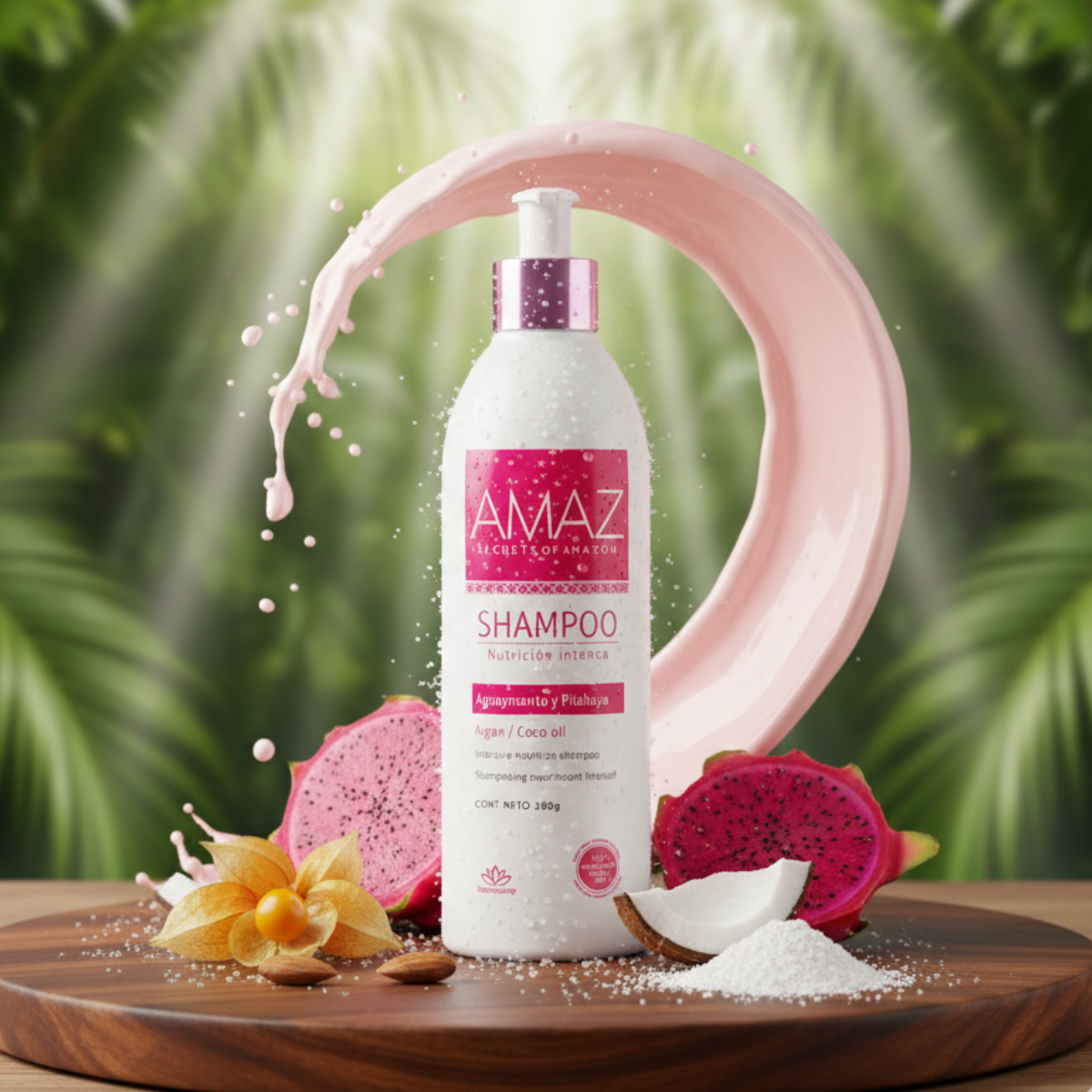SHAMPOO NUTRICIÒN INTENSA AMAZ- ARGAN Y ACEITE DE COCO, Sin Sal, Post Alisado 380gr POR 2 - 3