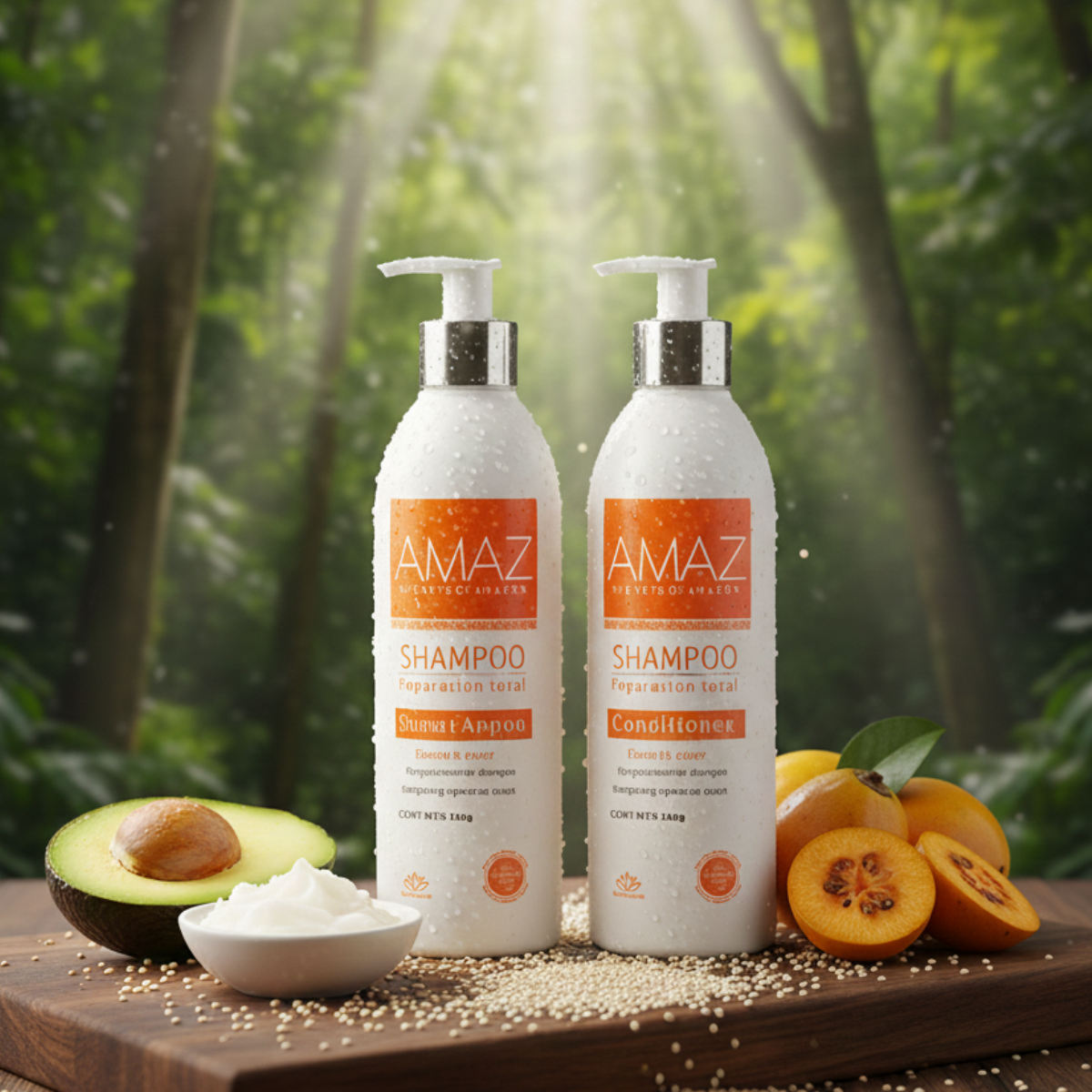 SHAMPOO REPARACIÓN TOTAL AMAZ, PALTA Y MANTECA DE KARITE, Sin Sal- Post Alisado- 380gr POR 2 - 4