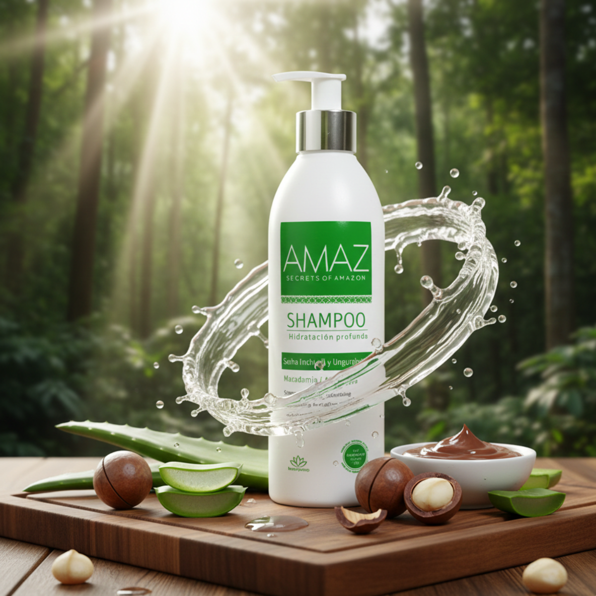 SHAMPOO HIDRATACIÓN PROFUNDA AMAZ, MACADAMIA Y ALOE VERA- Sin Sal- Post Alisado-380gr POR 2. - 4