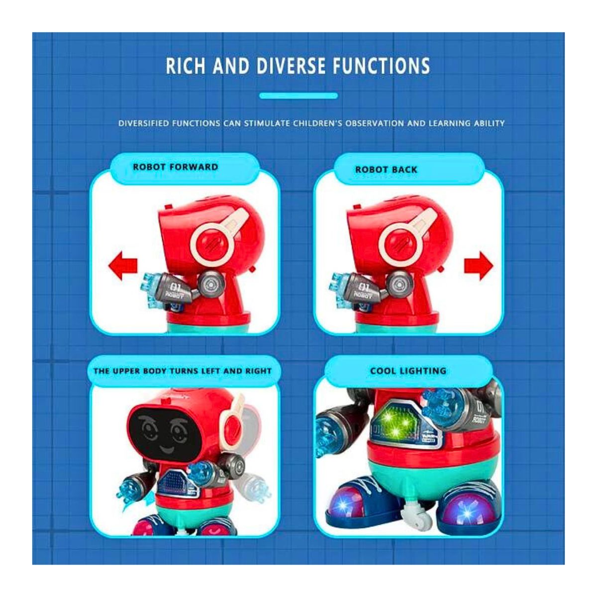 JUEGO DIDÁCTICO ROBOT DIVERTIDO BAILARIN CAMINA LUCES Y SONIDO - 7