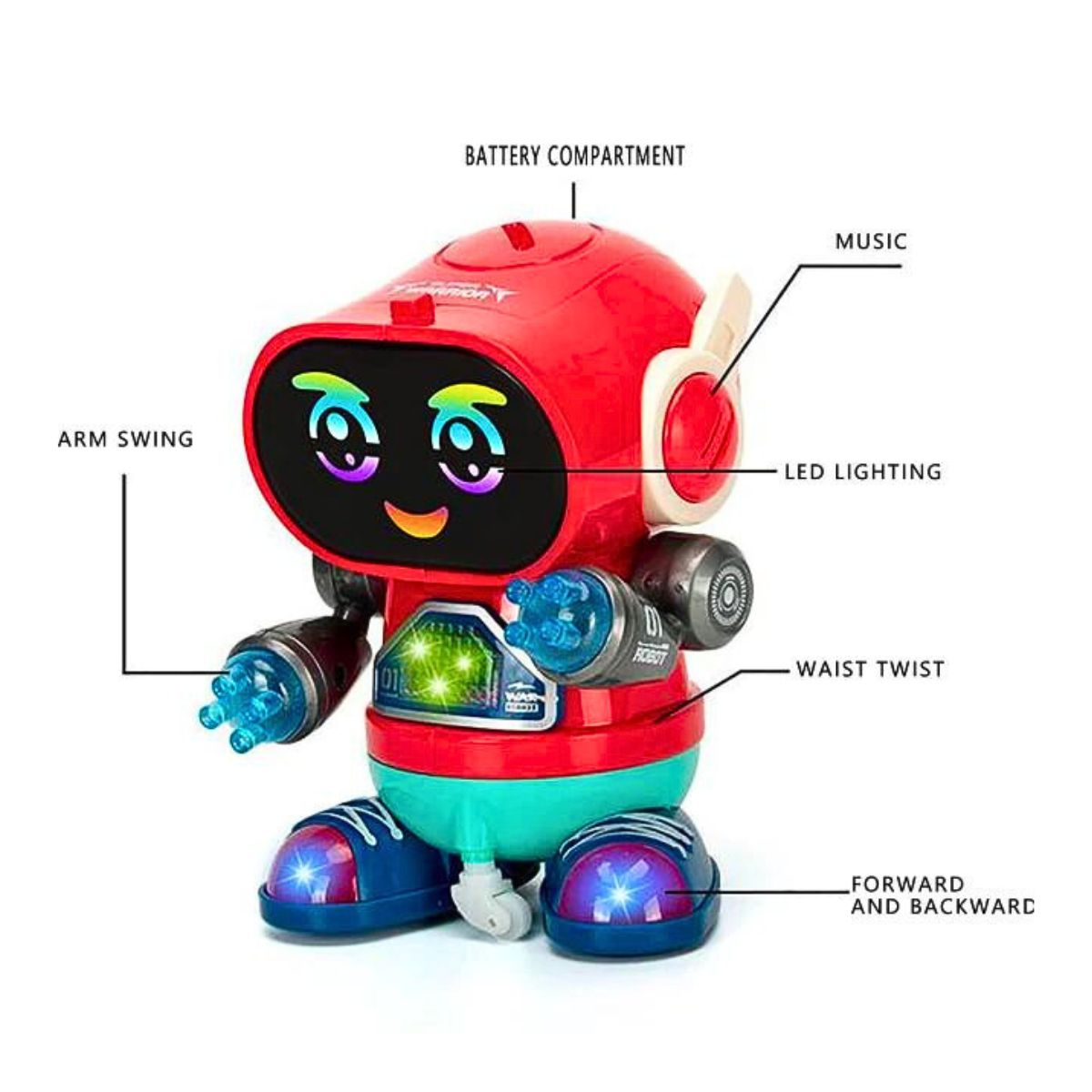 JUEGO DIDÁCTICO ROBOT DIVERTIDO BAILARIN CAMINA LUCES Y SONIDO - 8