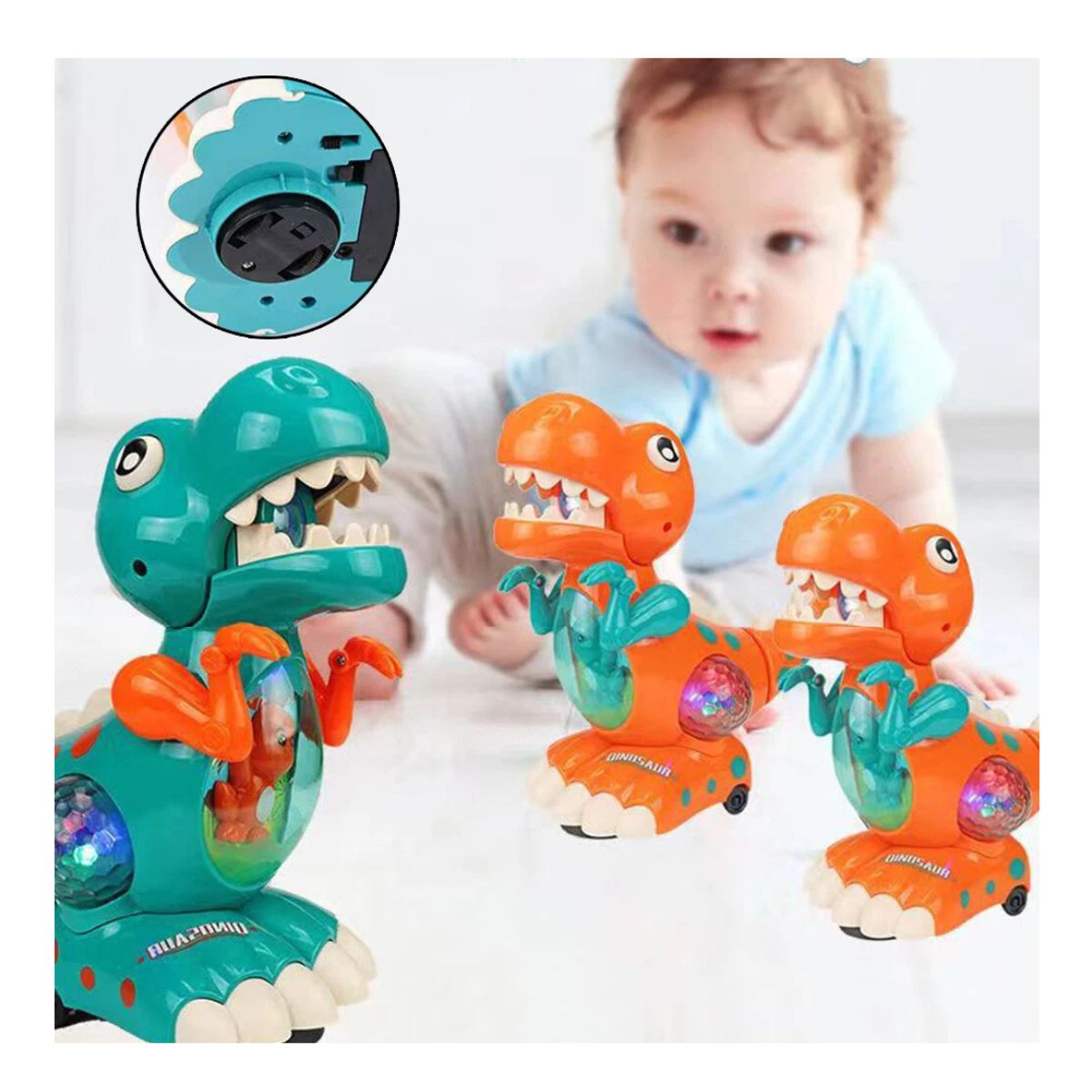 FIGURA DINOSAURIO T-REX DIDACTICO LUCES SONIDOS MOVIMIENTOS - 8