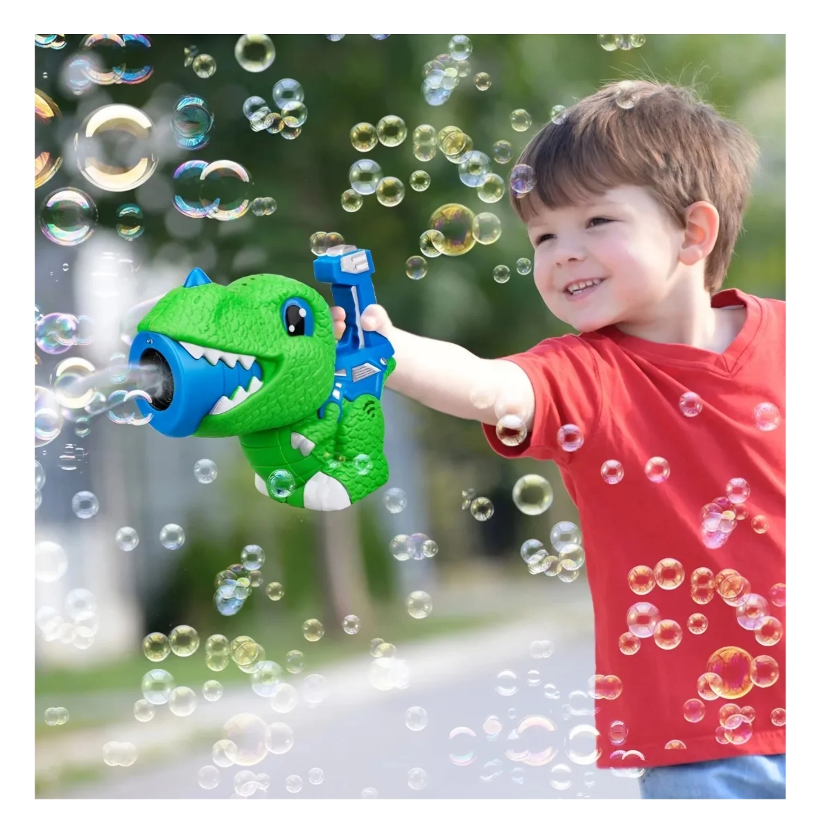 PISTOLA DE BURBUJAS DINOSAURIO CON LUCES Y SONIDO PARA NIÑOS - 8