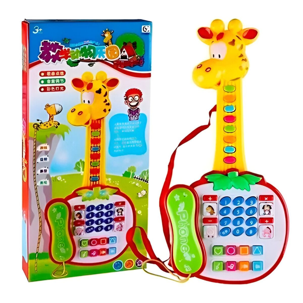 GUITARRA PARA BEBE MODELO JIRAFA SONIDO Y LUCES DIDACTICO - 1