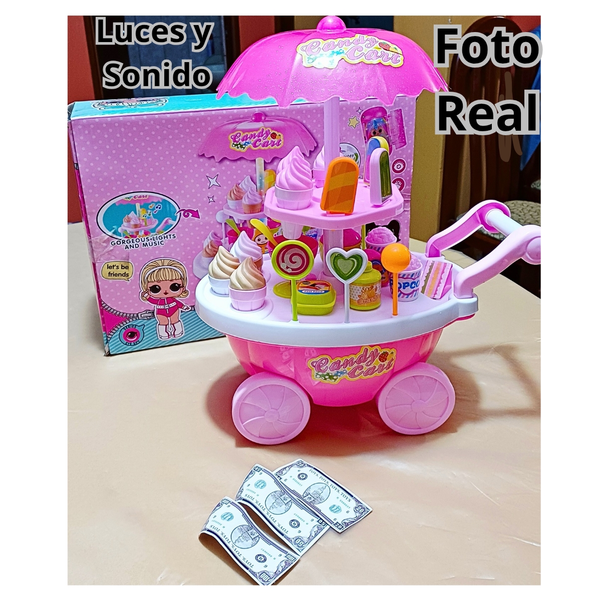 Juguete Carrito Heladero Musical Con Luces 32 Piezas Niñas - 10