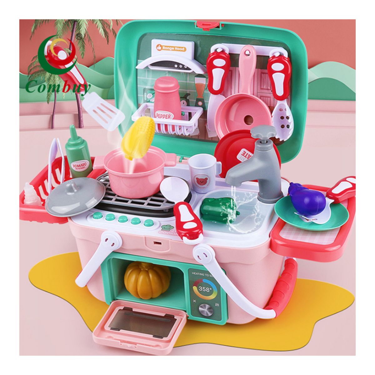 SET COCINA PICNIC REALISTA CON EFECTOS 30 PIEZAS JUGUETE - 10