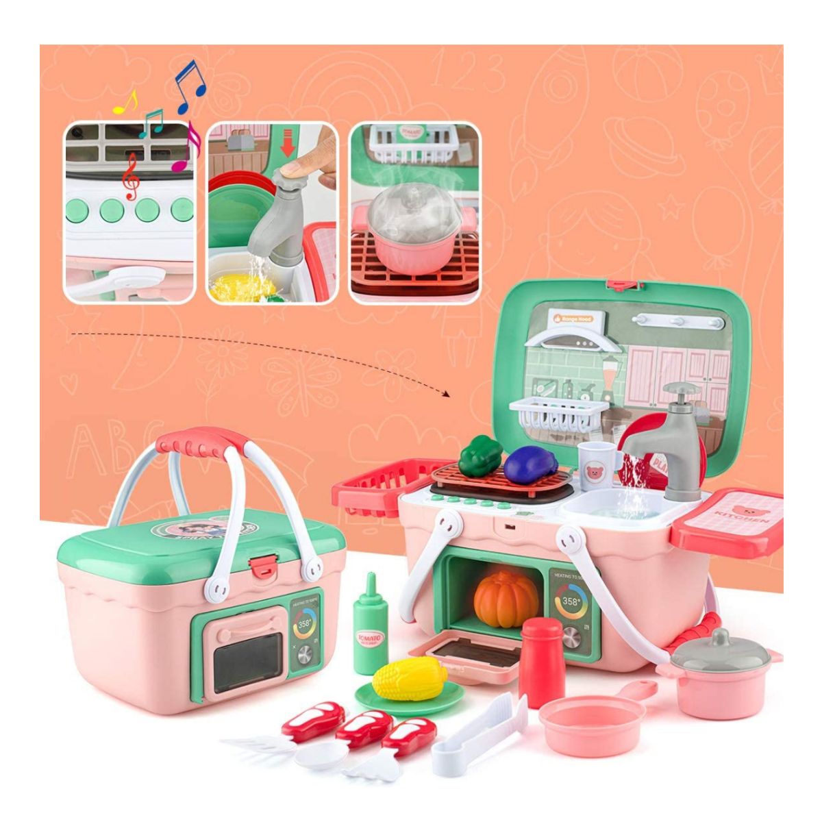 SET COCINA PICNIC REALISTA CON EFECTOS 30 PIEZAS JUGUETE - 3