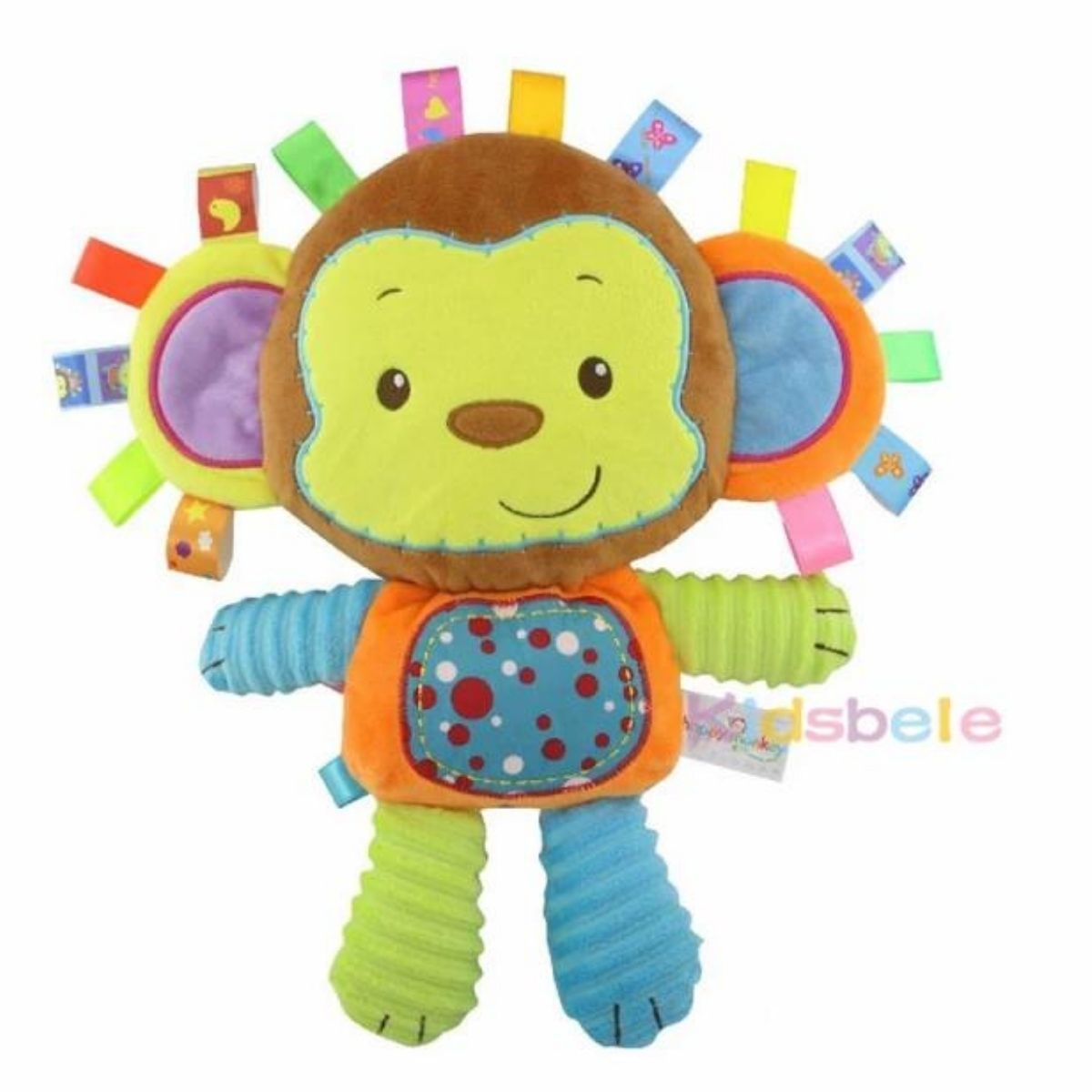 JUGUETE SONAJERO DE APEGO PARA BEBE FELPA SUAVE MONITO CON TEXTURAS - 7