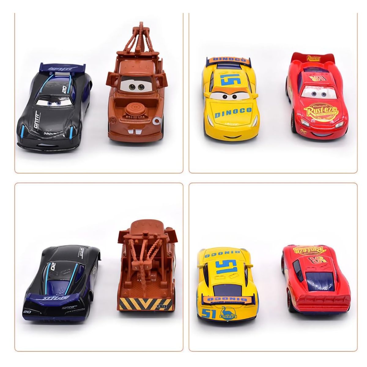 VEHÍCULO PACK 4 CARROS CARS RAYO MCQUEEN METAL JUGUETE NIÑOS - 10