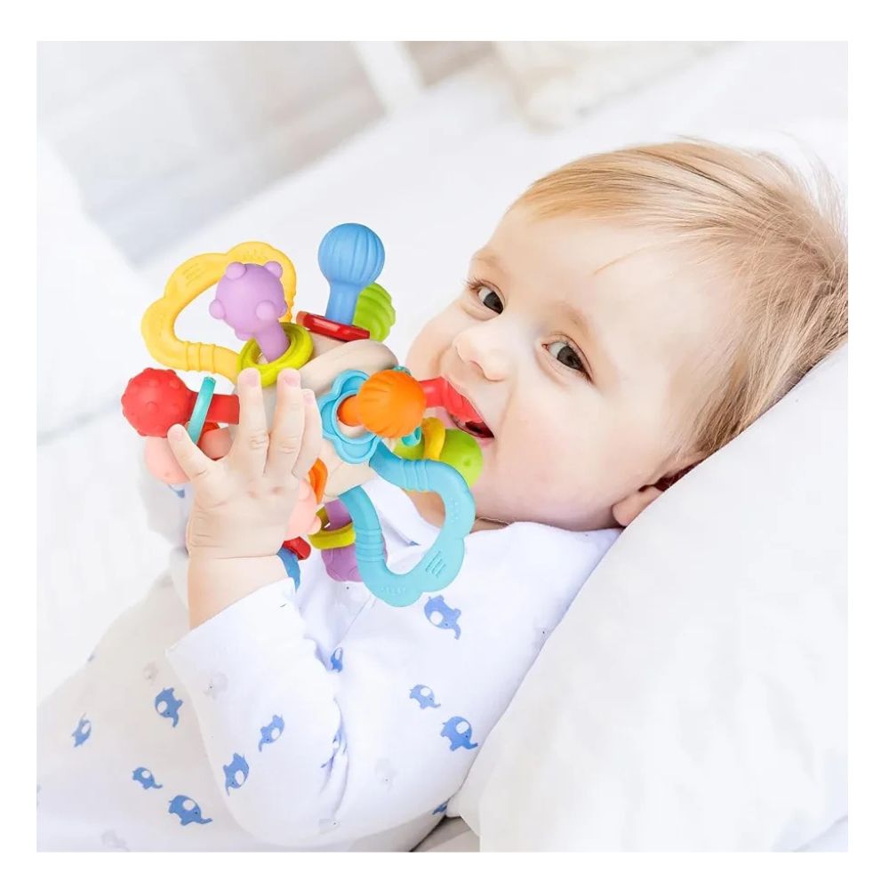 JUGUETE SENSORIAL CON MORDEDOR PARA BEBES PARA LA DENTICION - 7