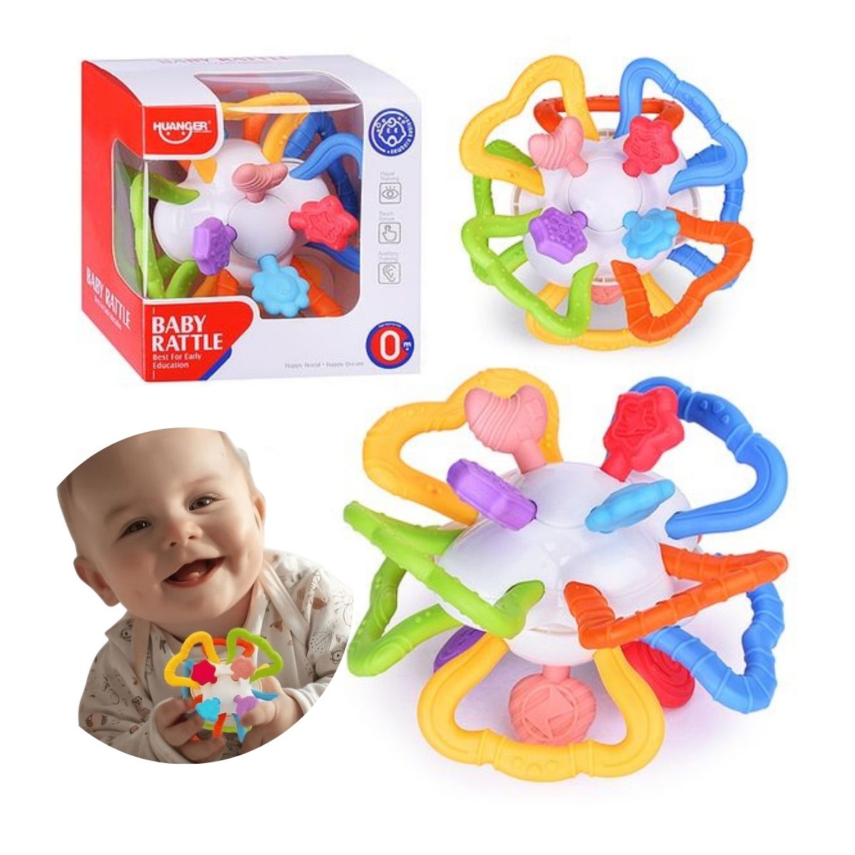 JUGUETE SENSORIAL CON MORDEDOR PARA BEBES PARA LA DENTICIÓN - 1