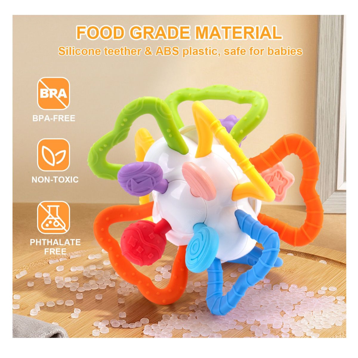 JUGUETE SENSORIAL CON MORDEDOR PARA BEBES PARA LA DENTICIÓN - 3