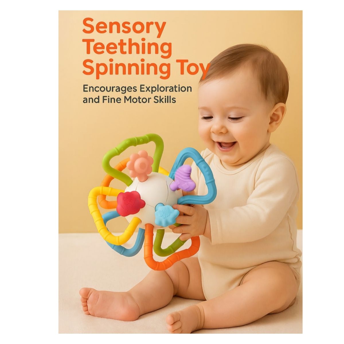 JUGUETE SENSORIAL CON MORDEDOR PARA BEBES PARA LA DENTICIÓN - 7