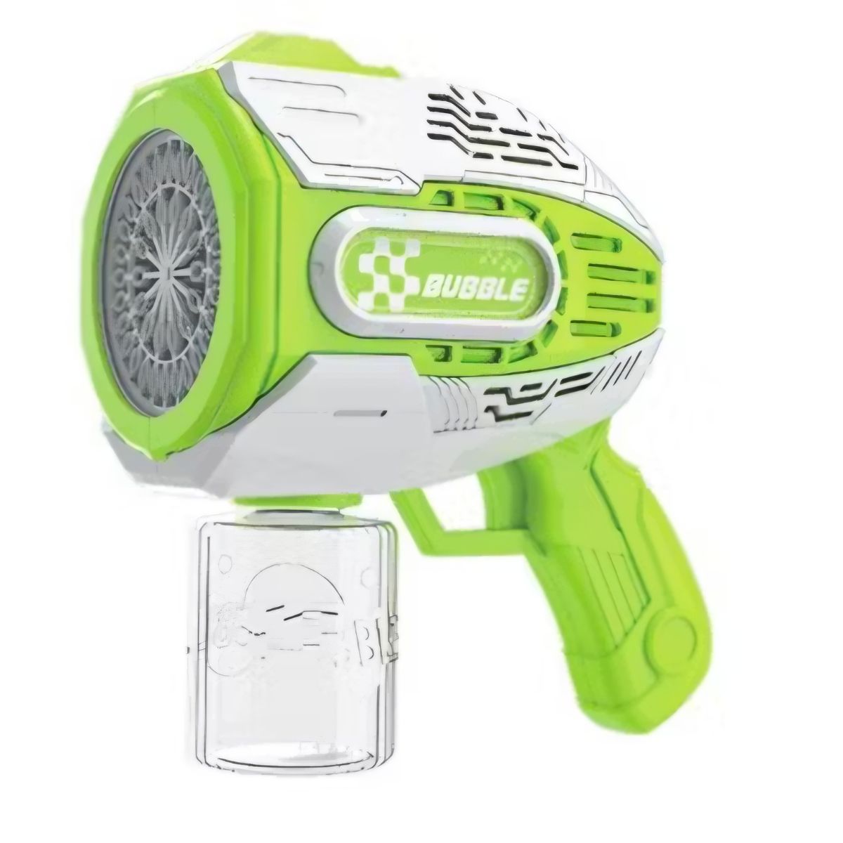 JUGUETE PISTOLA DE BURBUJAS RECARGABLE 42 AGUJEROS CON LUZ VERDE - 4