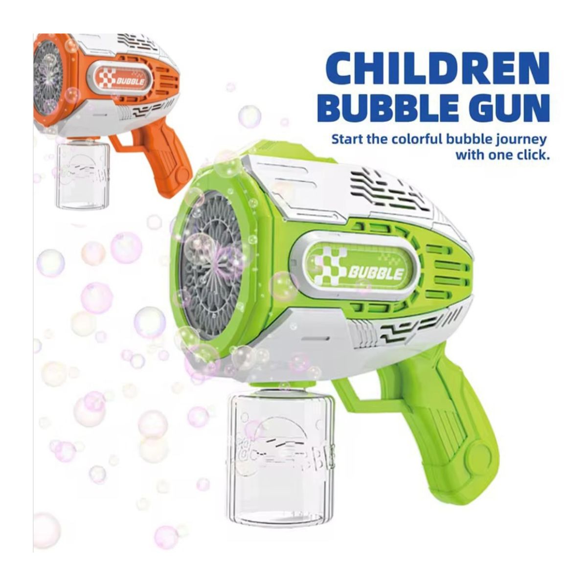 JUGUETE PISTOLA DE BURBUJAS RECARGABLE 42 AGUJEROS CON LUZ VERDE - 5