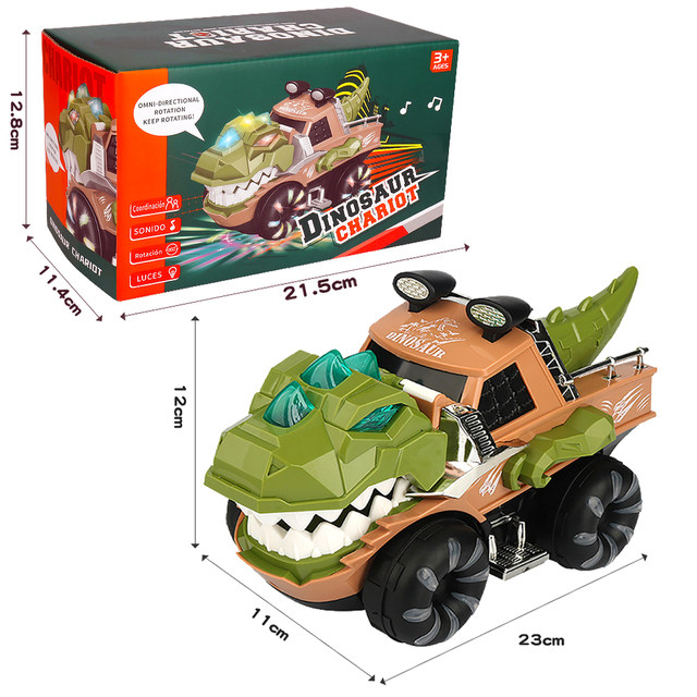 CARRO DINOSAURIO CON LUCES Y SONIDO REALISTA GIRA 360° - 2