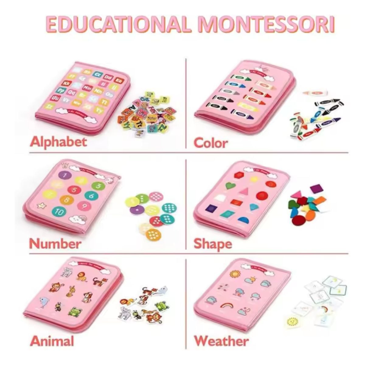 JUEGO LIBRO SENSORIAL DE ACTIVIDADES MONTESSORI PARA NIÑAS UNICORNIO CON PEGA PEGA - 2