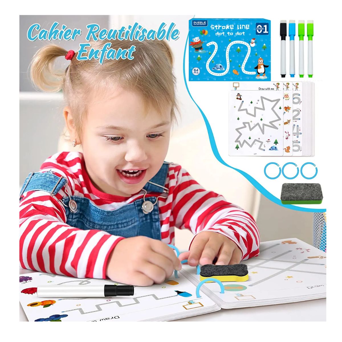 LIBRO DE TRAZOS EDUCATIVO REUTILIZABLE 64PÁG. PARA NIÑOS MONTESSORI - 6
