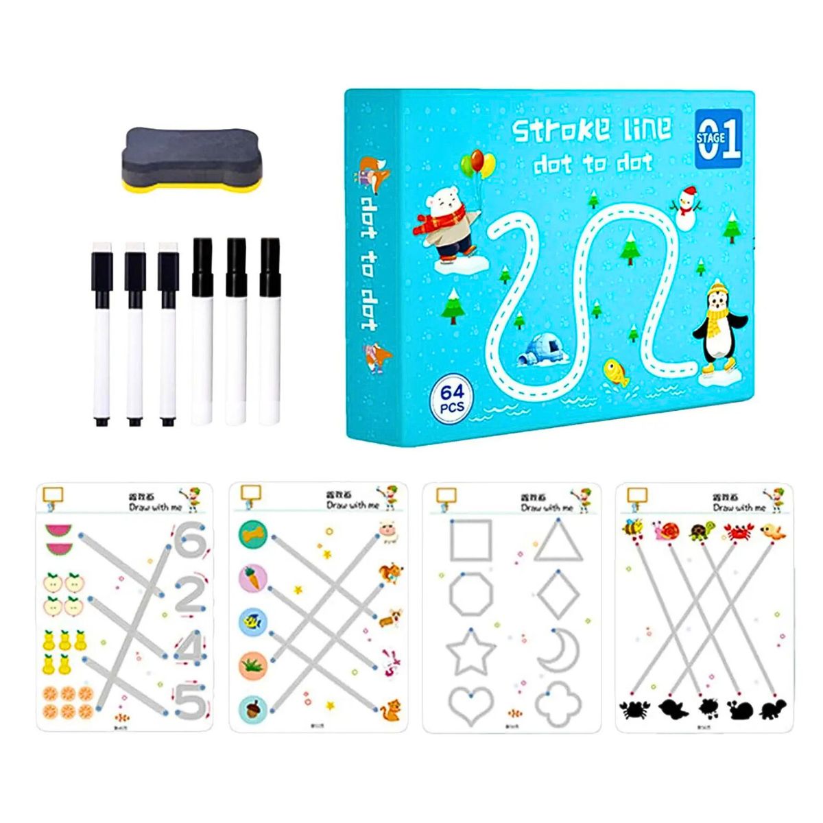 LIBRO DE TRAZOS EDUCATIVO REUTILIZABLE 64PÁG. PARA NIÑOS MONTESSORI - 7