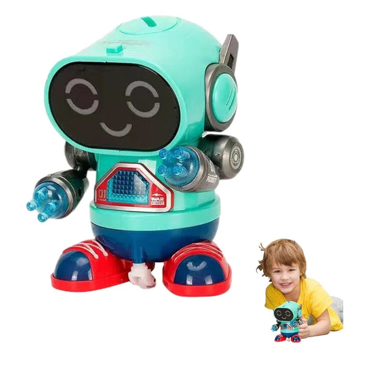 JUGUETE DIVERTIDO ROBOT VERDE PARA NIÑOS CAMINA CON LUCES SONIDOS - 1