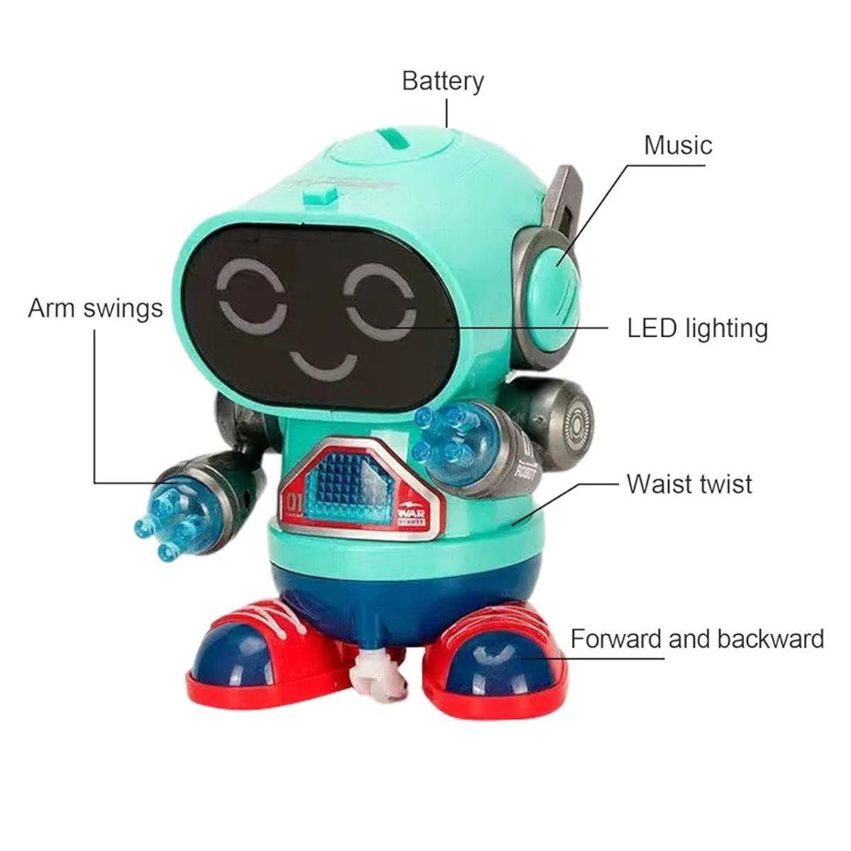 JUGUETE DIVERTIDO ROBOT VERDE PARA NIÑOS CAMINA CON LUCES SONIDOS - 4