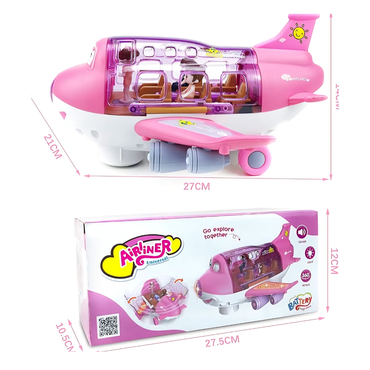 JUGUETE DE AVION GIRATORIO 360° MUSICAL CON LUCES PARA NIÑAS - 4