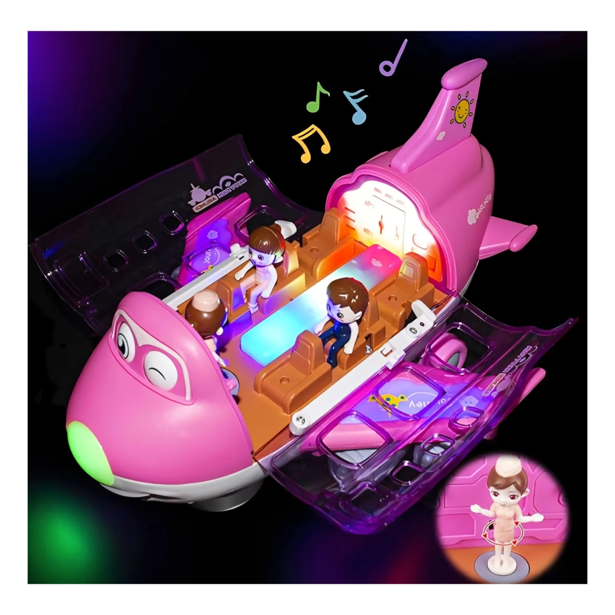 JUGUETE DE AVION GIRATORIO 360° MUSICAL CON LUCES PARA NIÑAS - 5
