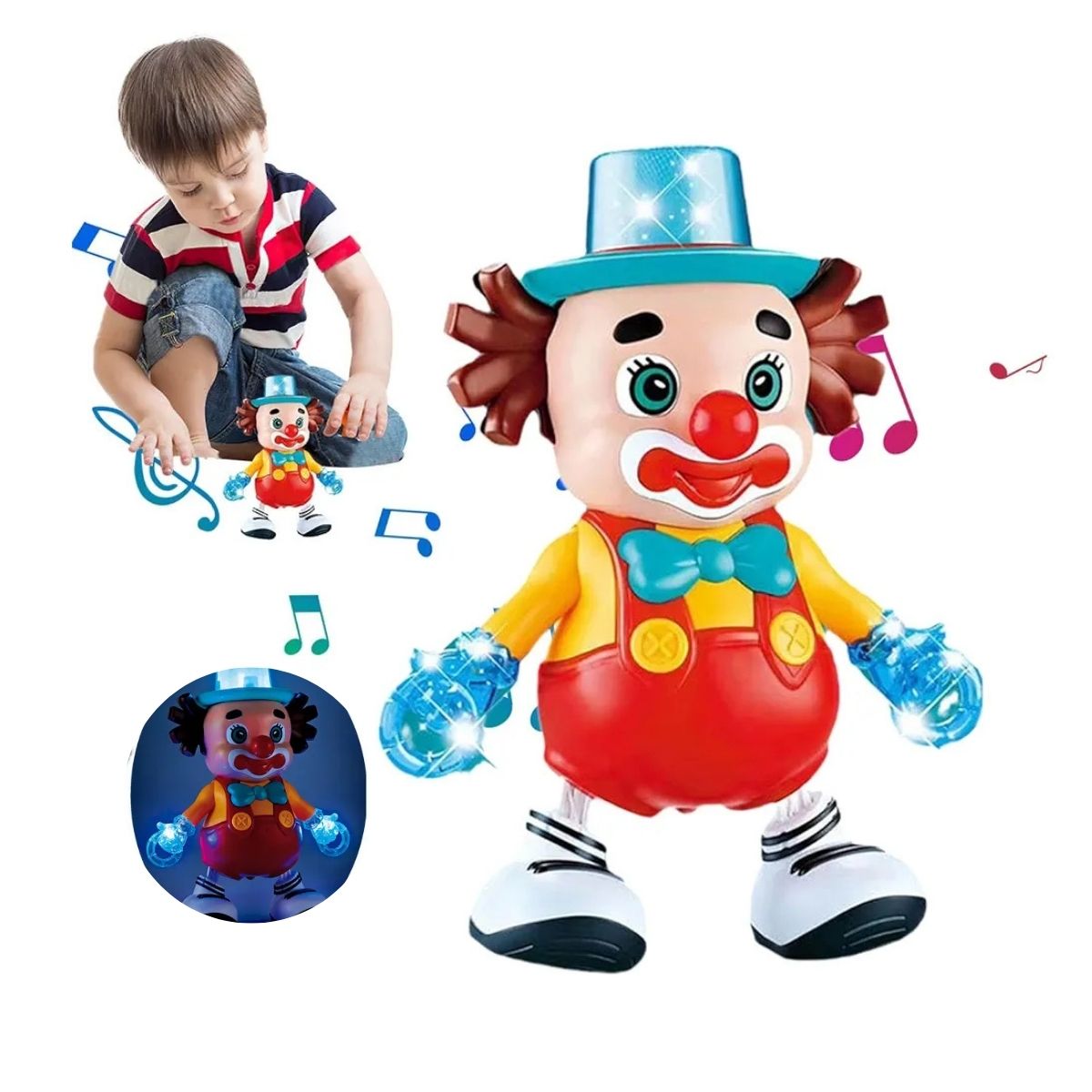 JUGUETE ROBOT PAYASO BAILARÍN ELECTRÓNICO LUZ Y SONIDO - 1