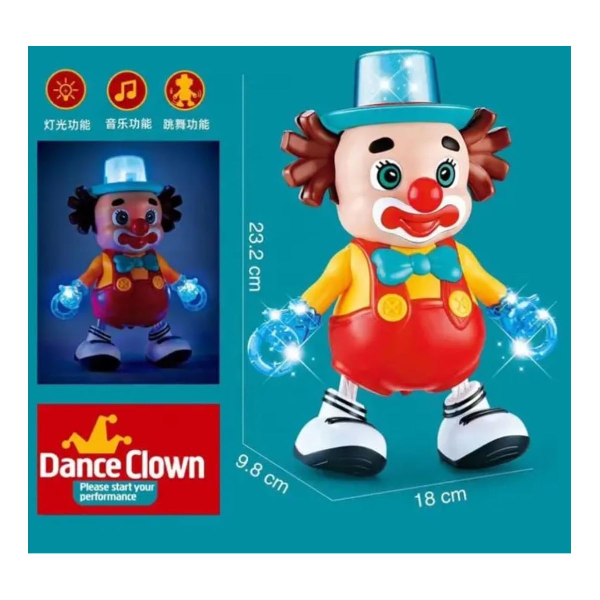 JUGUETE ROBOT PAYASO BAILARÍN ELECTRÓNICO LUZ Y SONIDO - 4