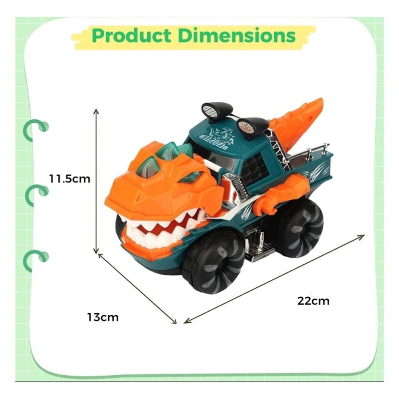 CARRO DINOSAURIO CON LUCES Y SONIDO REALISTA GIRA 360° PARA NIÑOS - 3