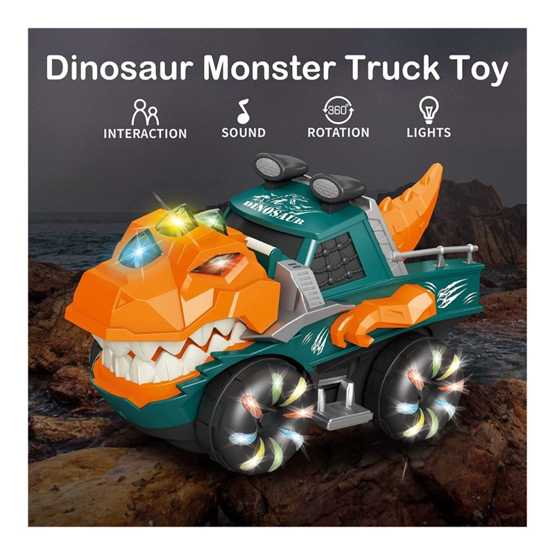 CARRO DINOSAURIO CON LUCES Y SONIDO REALISTA GIRA 360° PARA NIÑOS - 5