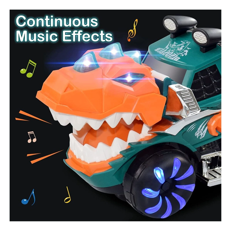 CARRO DINOSAURIO CON LUCES Y SONIDO REALISTA GIRA 360° PARA NIÑOS - 7