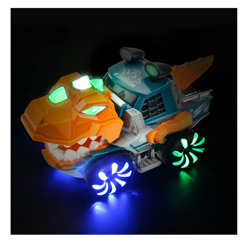 CARRO DINOSAURIO CON LUCES Y SONIDO REALISTA GIRA 360° PARA NIÑOS - 8