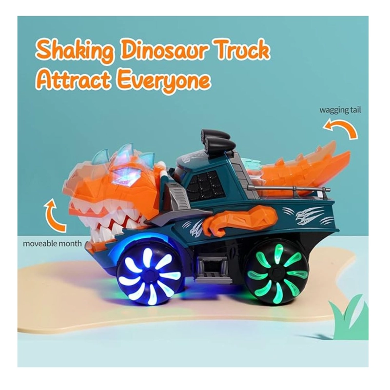 CARRO DINOSAURIO CON LUCES Y SONIDO REALISTA GIRA 360° PARA NIÑOS - 10