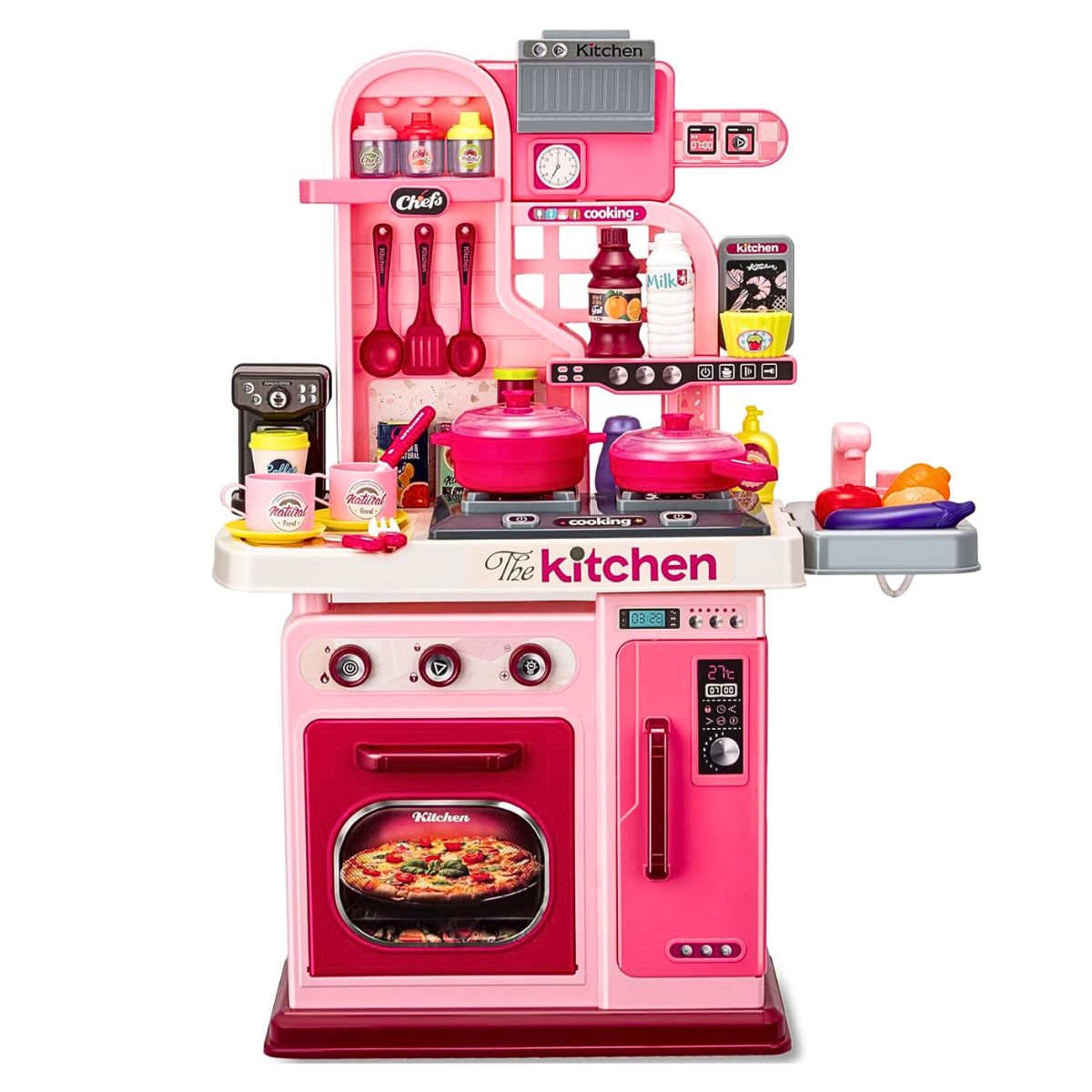 JUGUETE COCINA REAL PARA NIÑAS 53 PIEZAS CON LUZ SONIDO KITCHEN CHEF ROSADO - 2