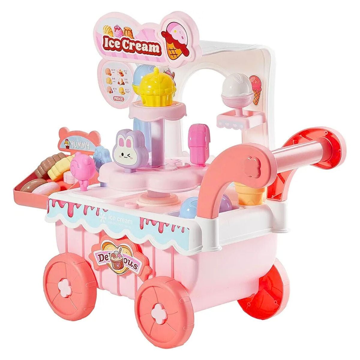 Heladería Carrito De Juguete Giratorio Con Música Y Luces, Incluye Accesorios - 9