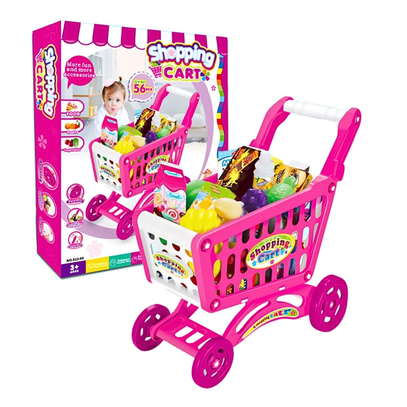 JUGUETE CARRITO DE COMPRAS 56 PIEZAS PARA NIÑAS SUPERMERCADO - 1