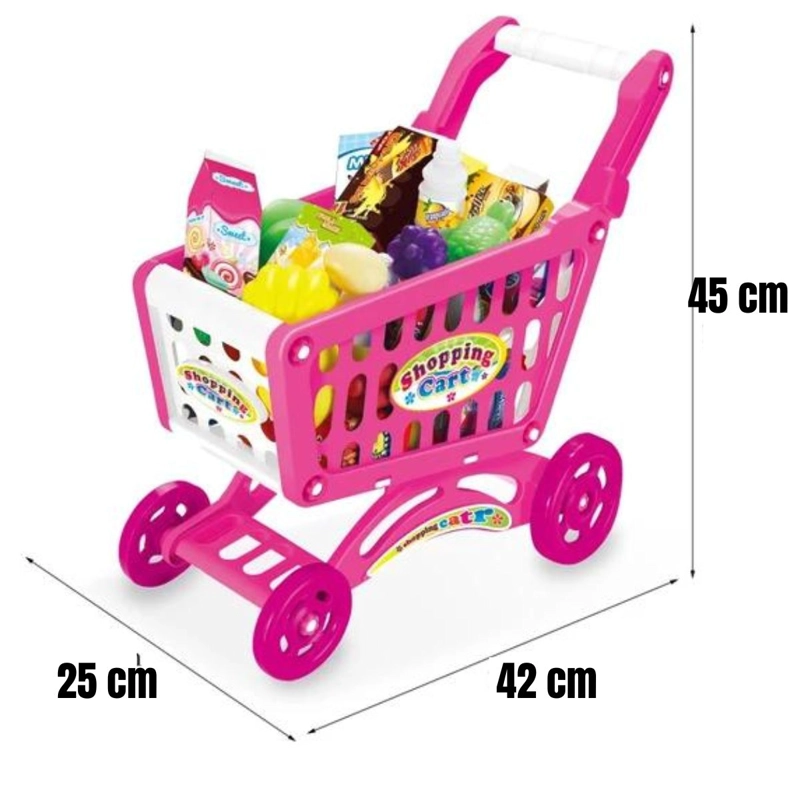JUGUETE CARRITO DE COMPRAS 56 PIEZAS PARA NIÑAS SUPERMERCADO - 3