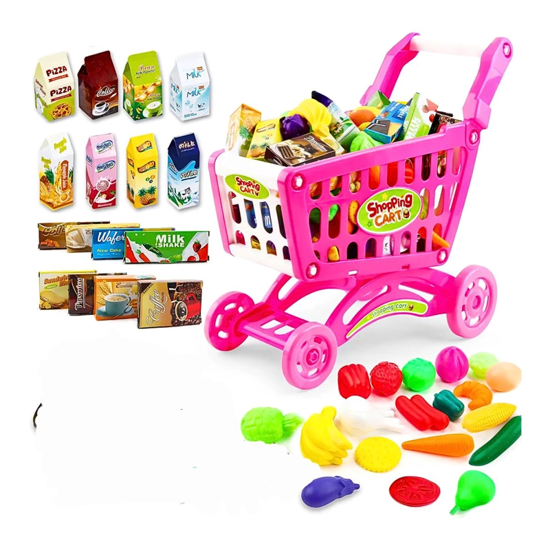 JUGUETE CARRITO DE COMPRAS 56 PIEZAS PARA NIÑAS SUPERMERCADO - 4