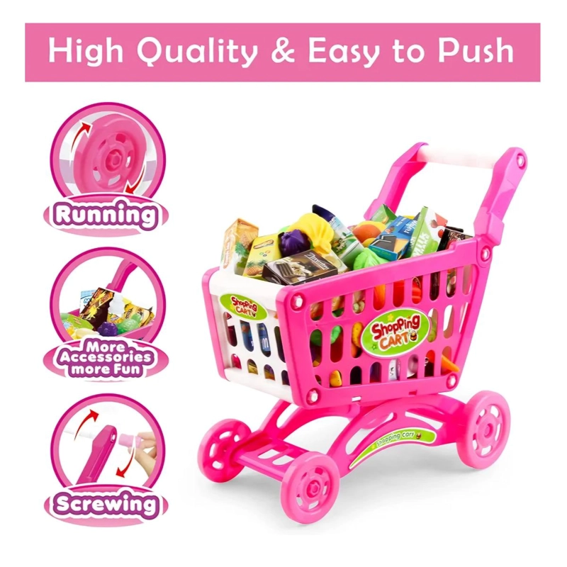 JUGUETE CARRITO DE COMPRAS 56 PIEZAS PARA NIÑAS SUPERMERCADO - 7