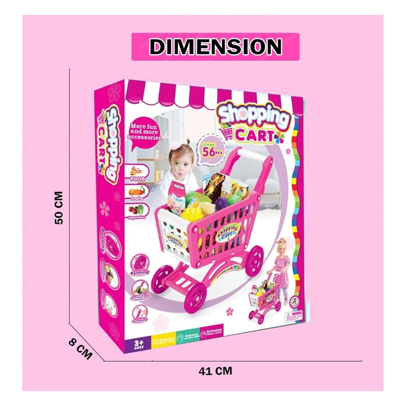 JUGUETE CARRITO DE COMPRAS 56 PIEZAS PARA NIÑAS SUPERMERCADO - 9