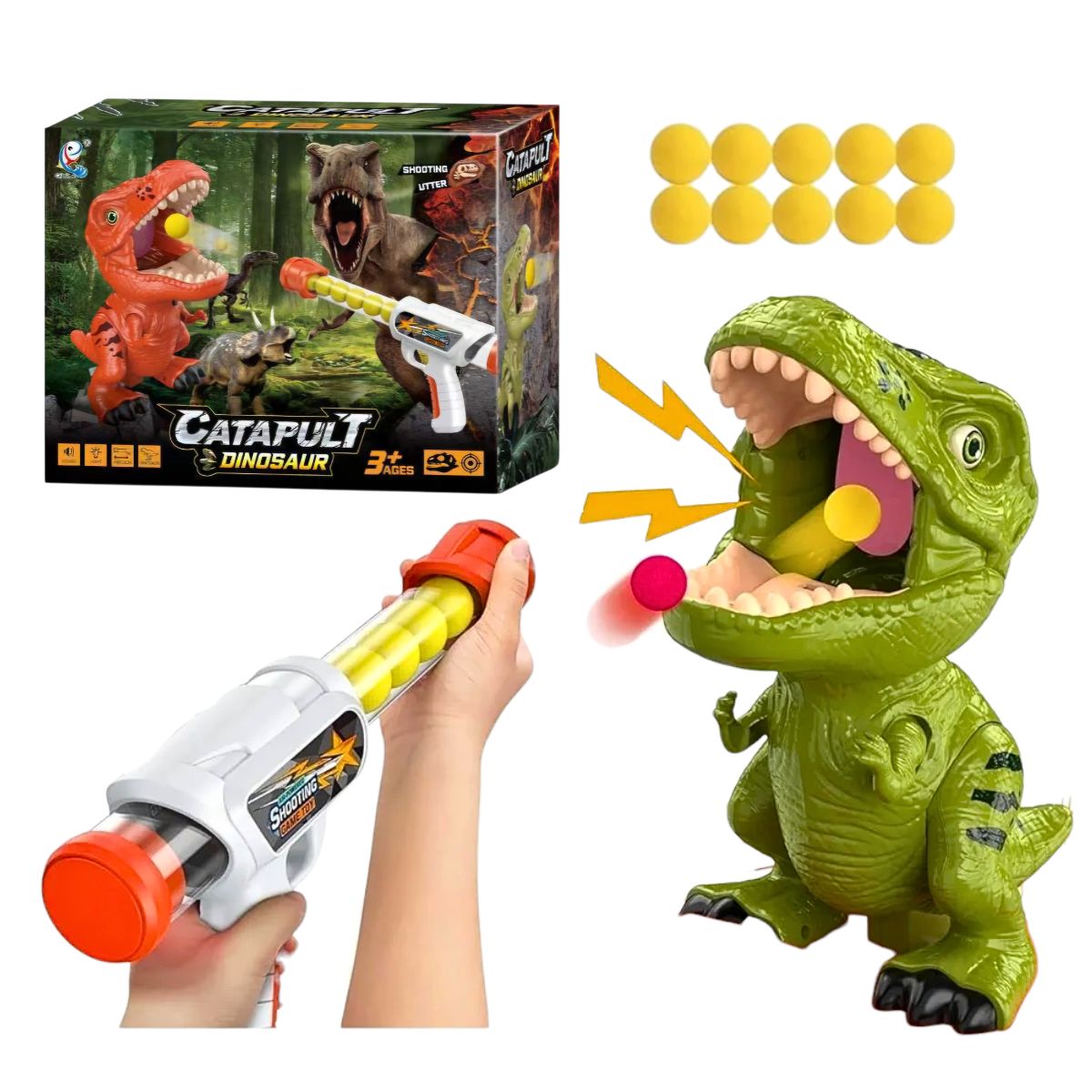 JUGUETE DE TIRO PISTOLA CON DINOSAURIO LUZ Y SONIDO CATAPULT - 1