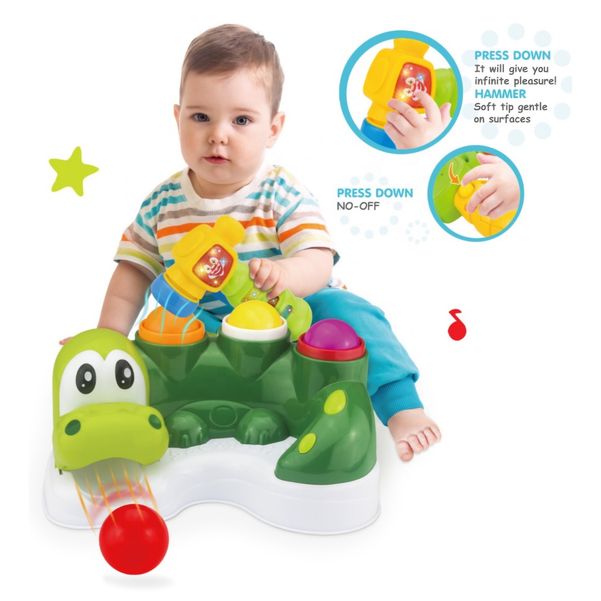 JUGUETE DE ENCAJE Y ESTIMULACION PARA BEBES CON MARTILLO MUSICAL CON LUZ - 4