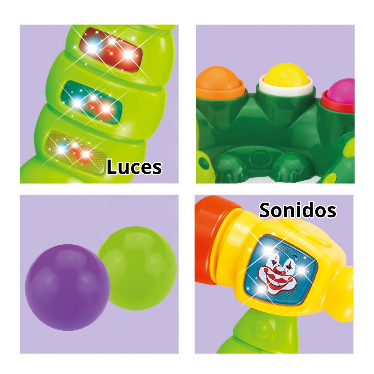 JUGUETE DE ENCAJE Y ESTIMULACION PARA BEBES CON MARTILLO MUSICAL CON LUZ - 5