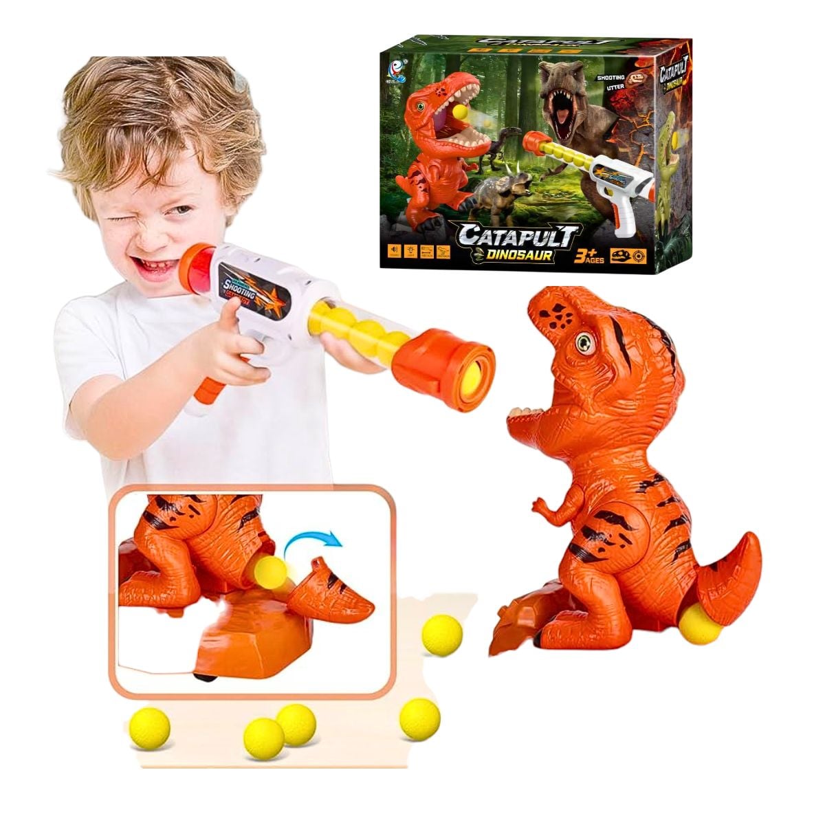 JUGUETE DE TIRO PISTOLA CON DINOSAURIO LUZ Y SONIDO CATAPULT DINOSAUR JUEGO DE PUNTERIA - 1