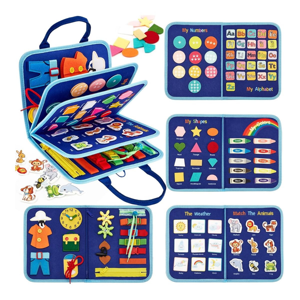 JUEGO LIBRO SENSORIAL DE ACTIVIDADES MONTESSORI PARA NIÑOS REUTILIZABLE - 1