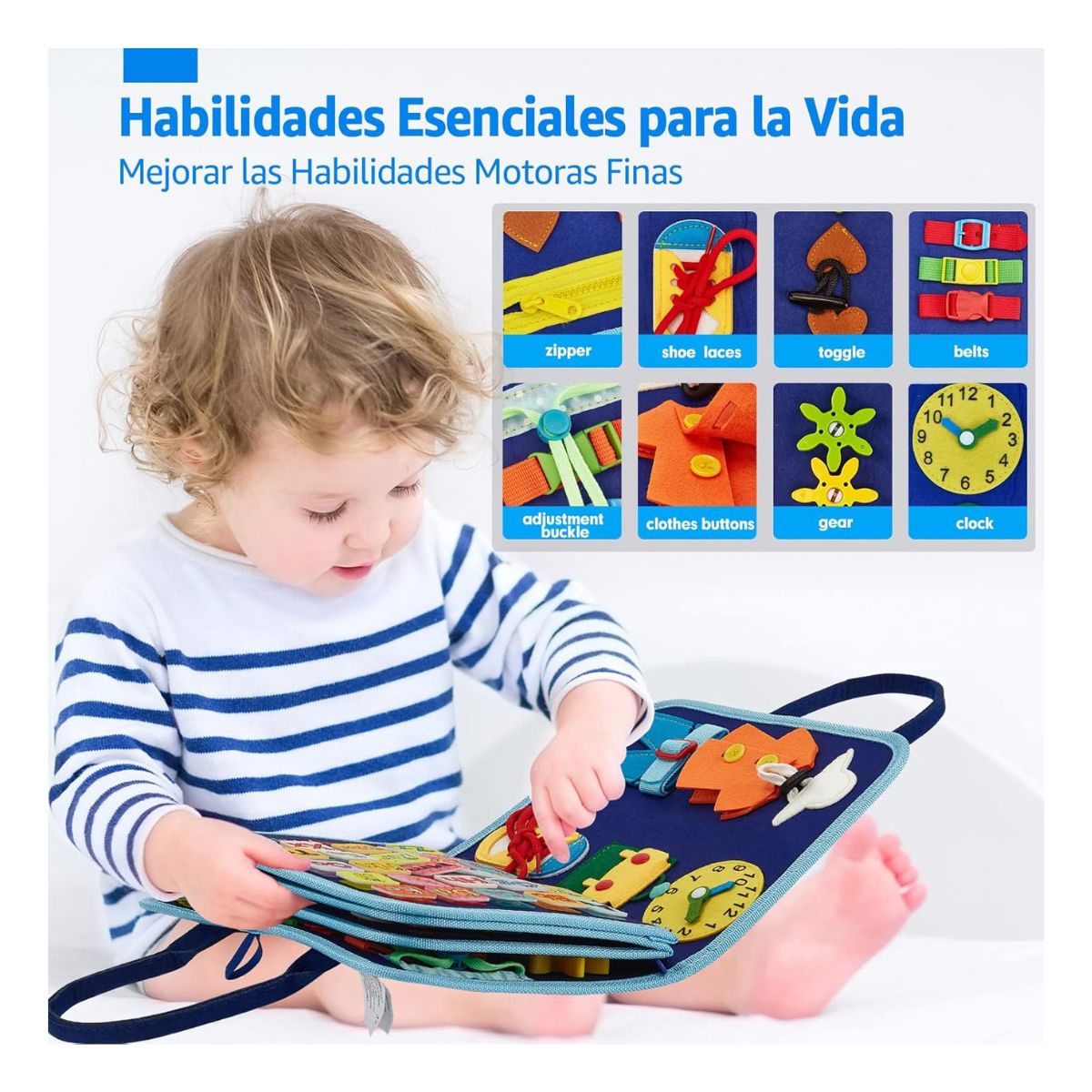 JUEGO LIBRO SENSORIAL DE ACTIVIDADES MONTESSORI PARA NIÑOS REUTILIZABLE - 5